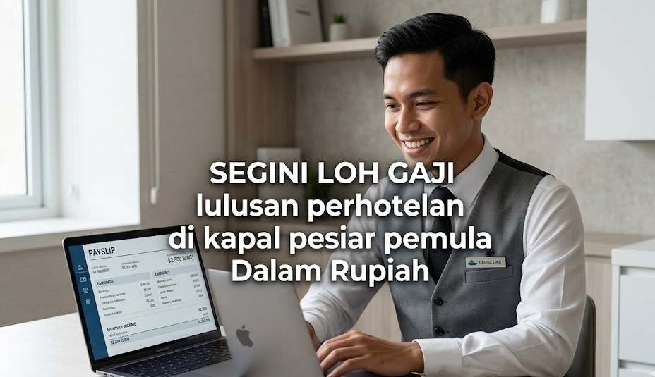 Fakta besaran Gaji lulusan perhotelan di kapal pesiar pemula yang baru pertama kali berlayar.