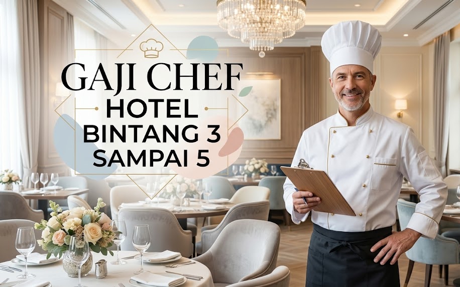 Daftar rincian Gaji chef hotel berdasarkan klasifikasi bintang mulai dari bintang 3, 4, hingga 5.